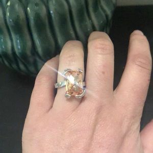 Stunning solitaire champagne stone ring